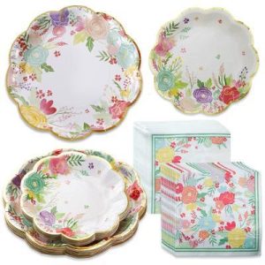 Garden Blooms 62 Piece Party Tableware Set (16 guests) | 00260NA-KIT
