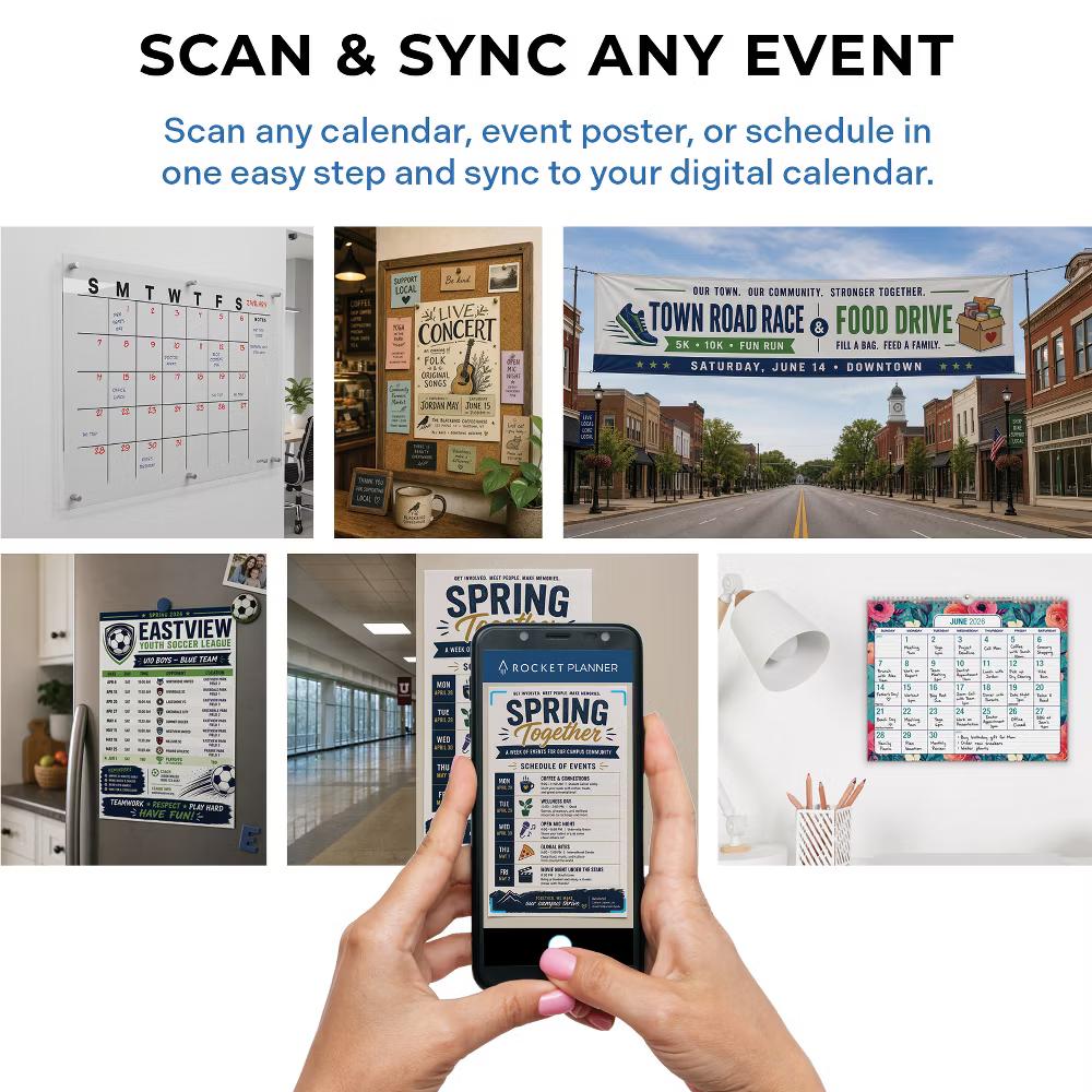 Excello Brands Rocketplanner App Large Print Academic Planner 2026-2027, 15 Month 8.5 11 Black Smart Planner, Scan Events,Outlook Google Apple - Image 2
