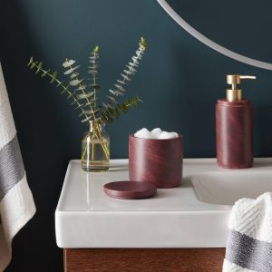 Luxe Faux Marble Bath Canister Wine