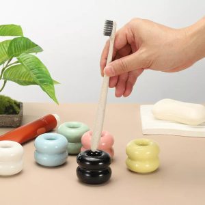 Ceramic Anti-slip Breathable Durable Toothbrush Holder 2 Pcs
