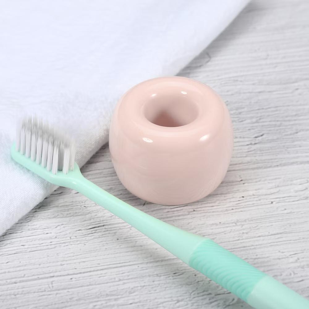 Bathroom Round Mini Ceramic Toothbrush Holder 1.65"x1.18" 2Pcs - Image 43