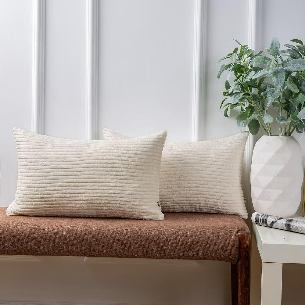 Phantoscope Solid Color Corduroy Pillow Covers Set of 2 Plush Velvet & Soft Accent - Image 20