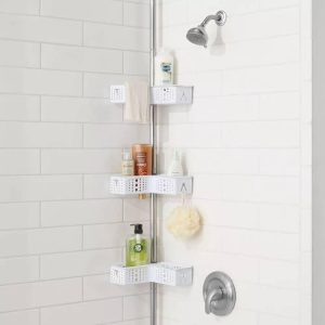 Steel Corner L Shaped Tension Pole Caddy Chrome