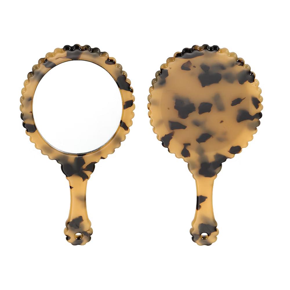 Oval Vintage Acetic Acid Handle Cosmetic Travel Hand Held Mirror - Image 27