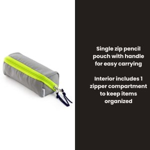 Single Zip Pencil Pouch with Handle - Steel Gray, School Supplies