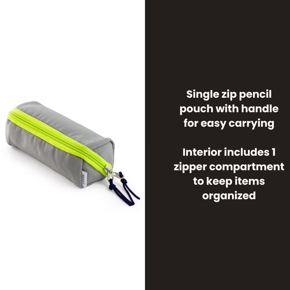 Single Zip Pencil Pouch with Handle - Steel Gray, School Supplies