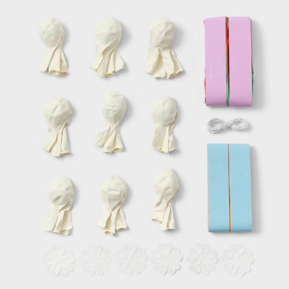 30ct Balloon Garland Décor Kit with Rainbow Tiered Backdrop - Image 4