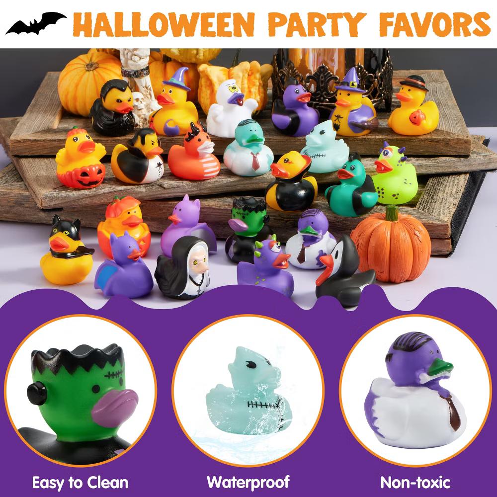 Halloween Party Supplies, Rubber Ducks Party Toys for Halloween Goodie Bag Fillers Decorations School Classroom Game Prizes Baby Bath Toy - Image 46