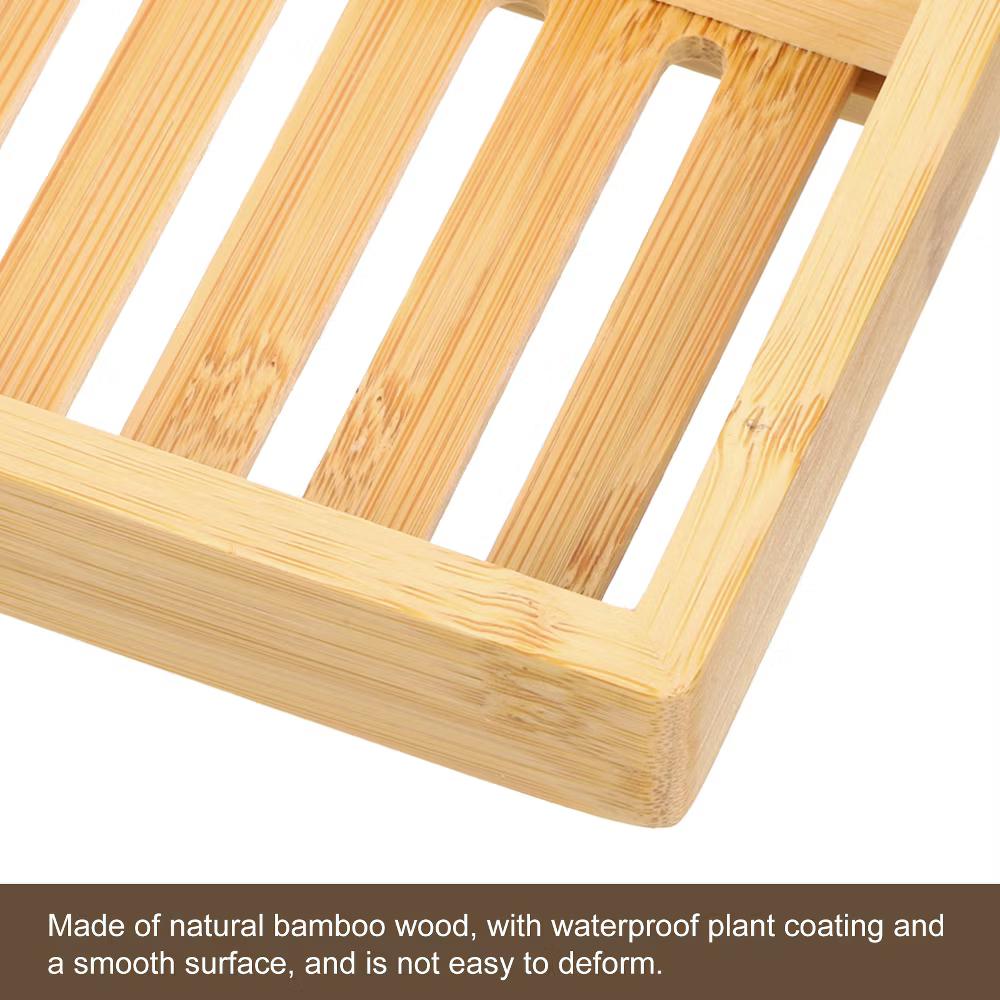 Natural Bamboo Self-Draining Rectangle Bathroom Soap Dish