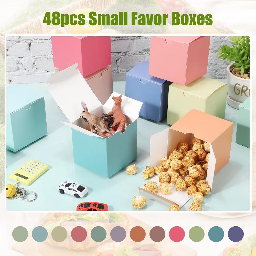 48 Pack Small Cardboard Gift Boxes with Lids 3 3 3 Inch Square Kraft Paper Cube Boxes 12 Colors for Wedding Birthday Party - Image 3