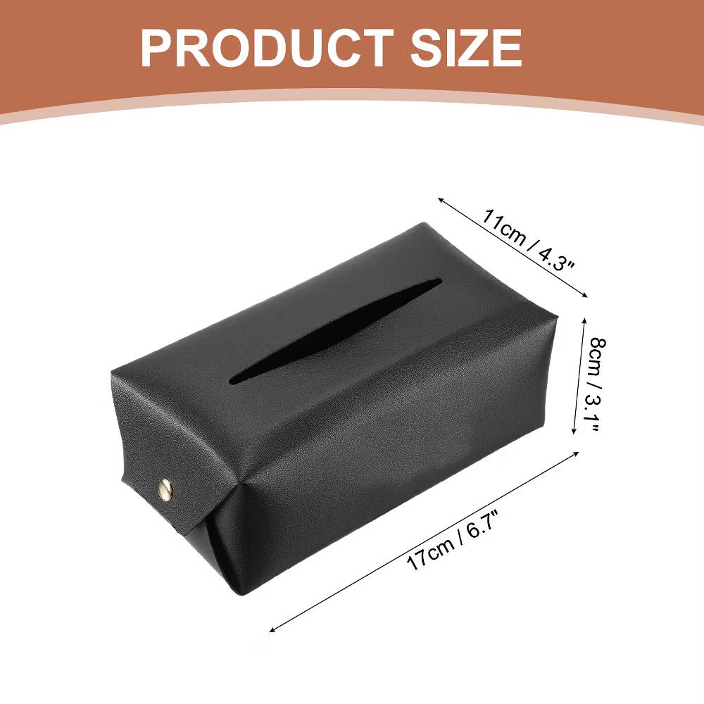 Rectangle PU Leather Tabletop Bathroom Kitchen Tissue Box Cover - Image 7