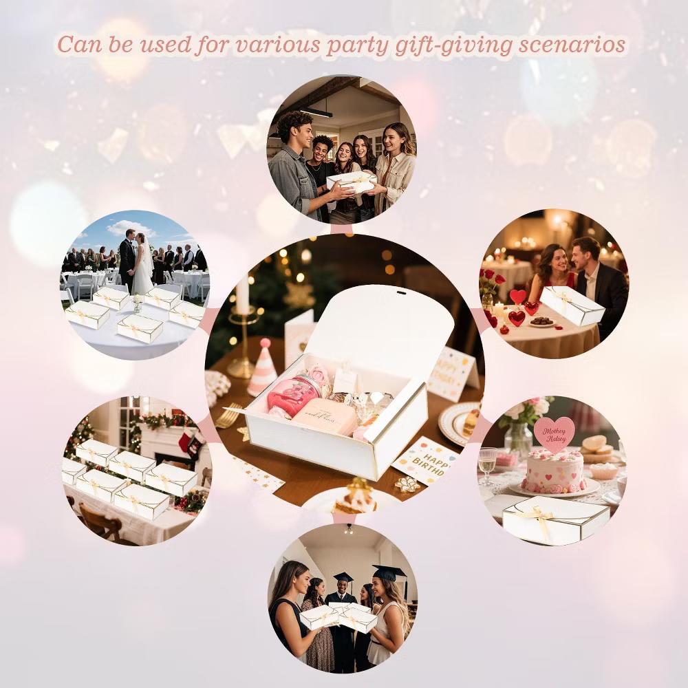 10 Pack Large White Gift Boxes with Lids 12.6x9.8x3.1 Inch for Bridesmaid Proposal Wedding Graduation Birthday Party - Image 2