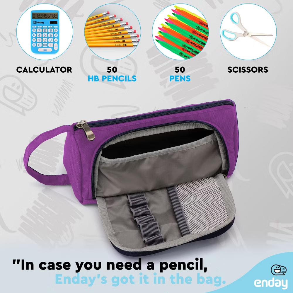 Large Capacity Pencil Case, 3-Compartment Zipper Pencil Pouch, Cute Pencil Case Organizer - Image 24