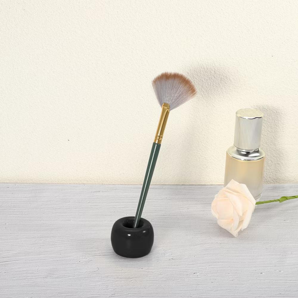 Bathroom Round Mini Ceramic Toothbrush Holder 1.65"x1.18" 2Pcs - Image 5