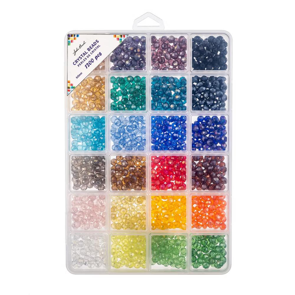 1200pcs 6x5mm Assorted Glass Beads, Colorful Round Bead for DIY Crafts Jewelry Making Bead Box - Image 3