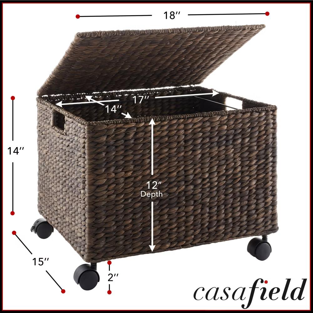 Casafield Rolling Filing Cabinet - Water Hyacinth Hanging File Folder Organizer on Wheels, Home Office Storage - Image 14