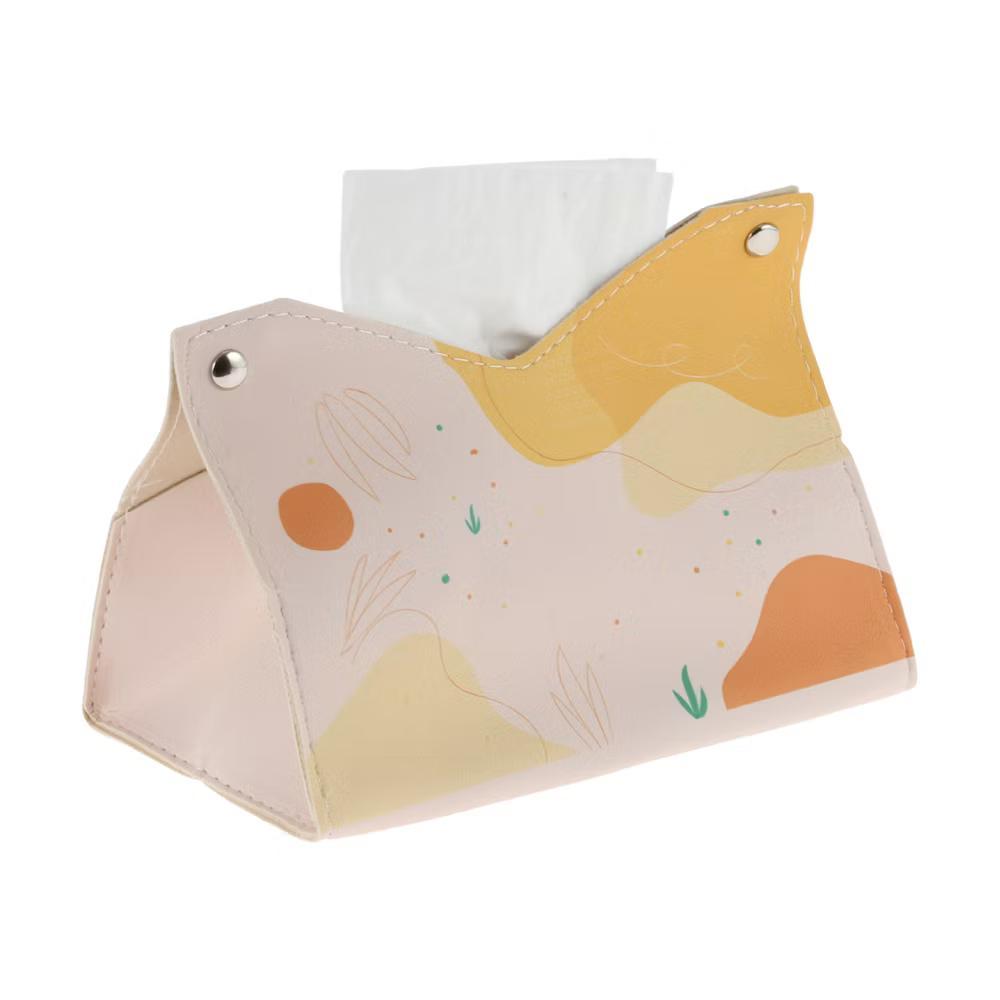 Flower Pattern Tissue Box Cover Orange 1 Pc