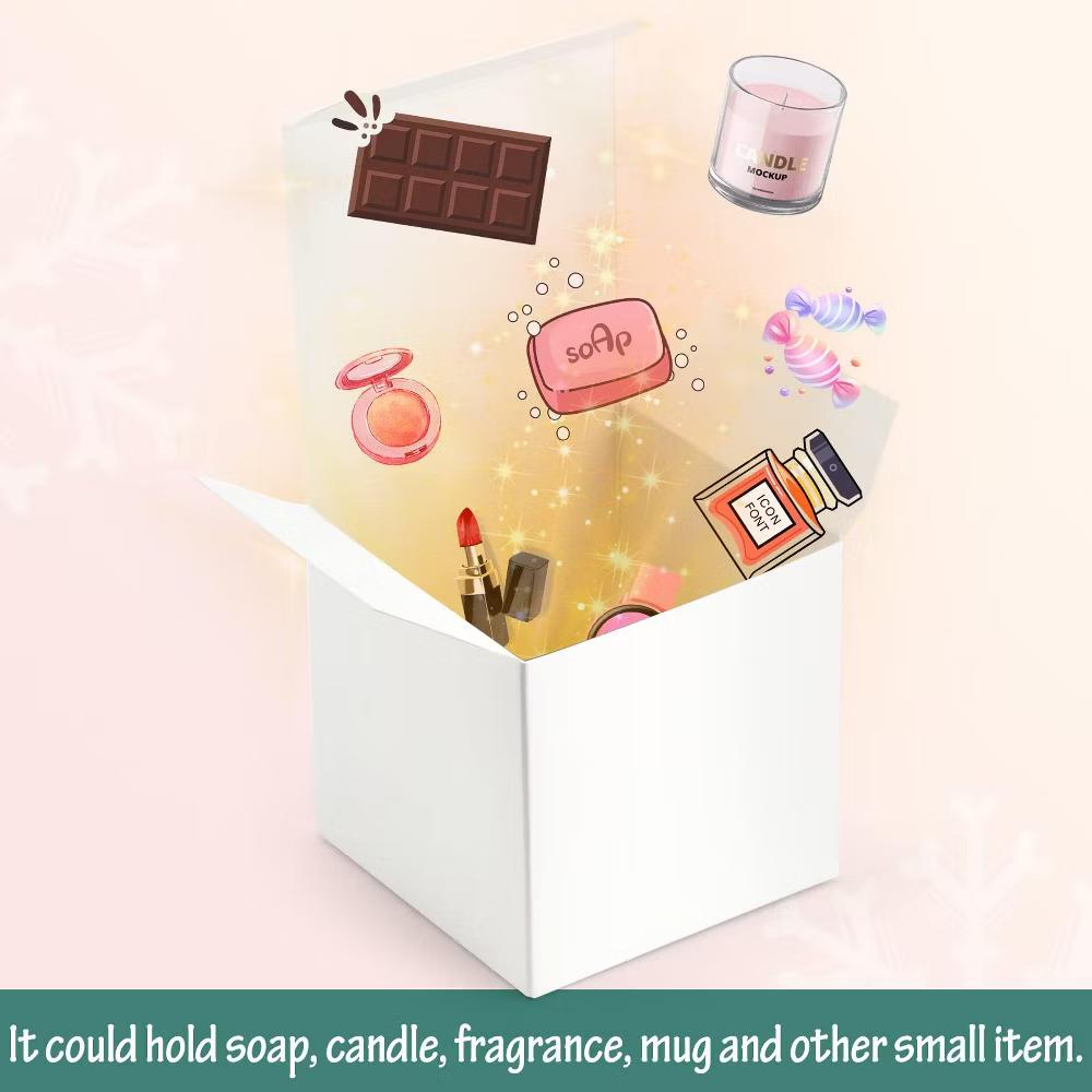 50 Pack 4x4x4 Inch White Paper Gift Boxes with Lids Recycled Cube Kraft Boxes for Cupcakes Cookies Crafts Easy Assemble - Image 5