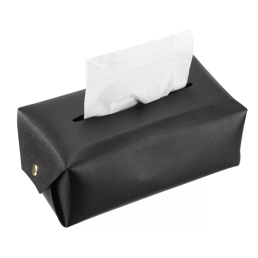 Rectangle PU Leather Tabletop Bathroom Kitchen Tissue Box Cover - Image 5