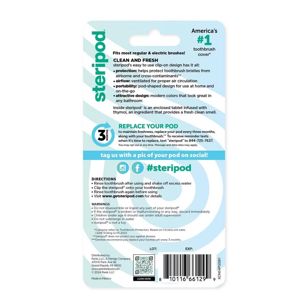 Steripod Toothbrush Protec Cover - Trial Size - 2ct - Image 3