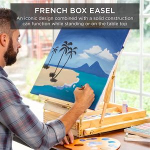 Best Choice Products Art Easel for Painting, Portable Adjustable Tripod with 32-Piece Art Set - Natural