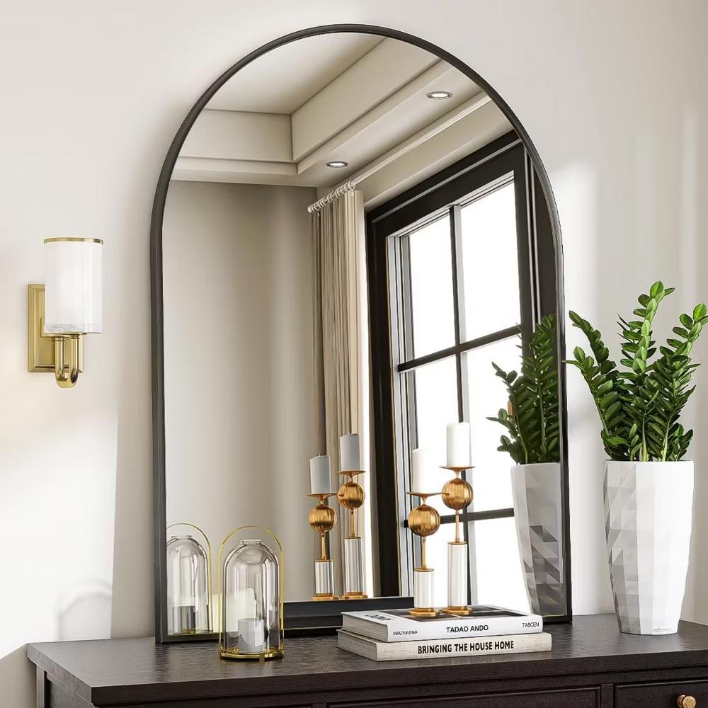 BEAUTYPEAK 16"x24" Arched Bathroom Mirror Vanity Wall Mounted Mirror, Black - Image 16