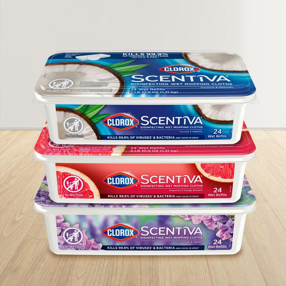 Scentiva Disinfecting Wet Mopping Refill Cloths - Coconut & Waterlily - 24ct: Compatible With Swiffer, For Linoleum & Tile Floors