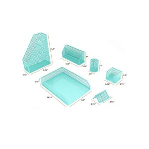 Blu Monaco Desk Organizer Set - 6-Piece Desk Accessories for Mail, Sticky Notes, Pens, Magazines & Documents