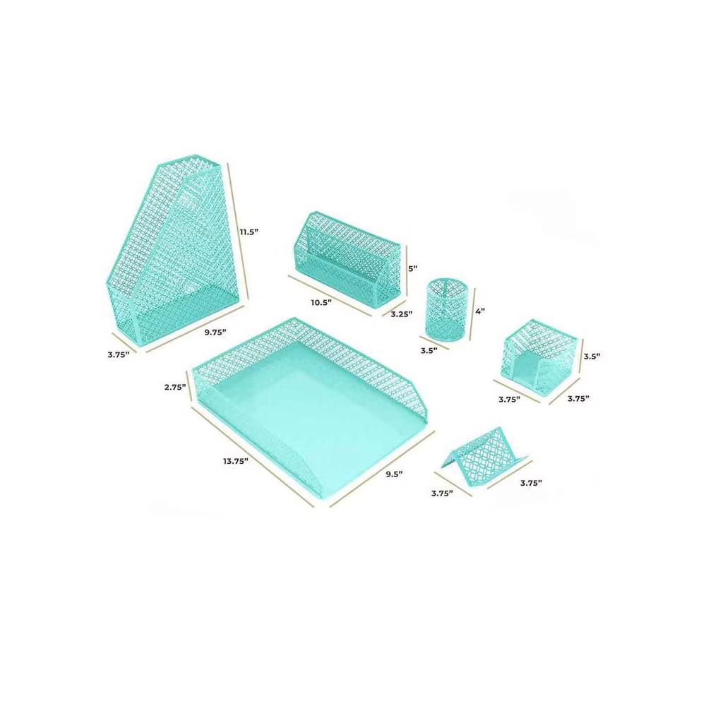 Blu Monaco Desk Organizer Set - 6-Piece Desk Accessories for Mail, Sticky Notes, Pens, Magazines & Documents