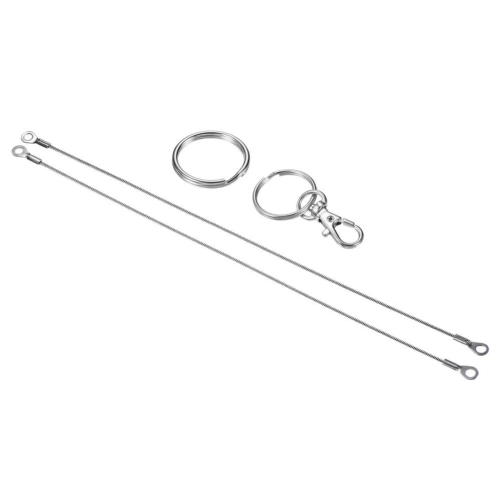 Lanyard Cable Rope with Key Ring Keychains Silver 4 Pcs - Image 47