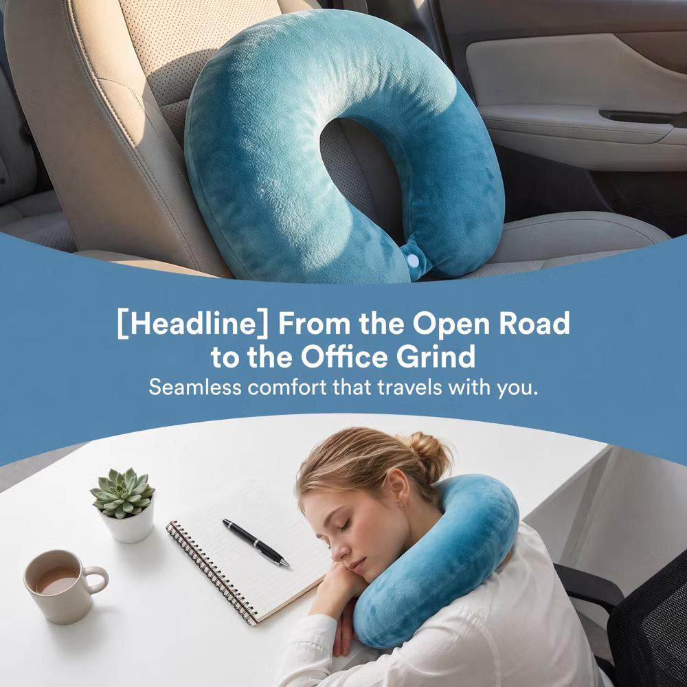 Solid PP Cotton Lightweight Office U-Shape Travel Neck Pillows 11x11in 1 Pc - Image 25