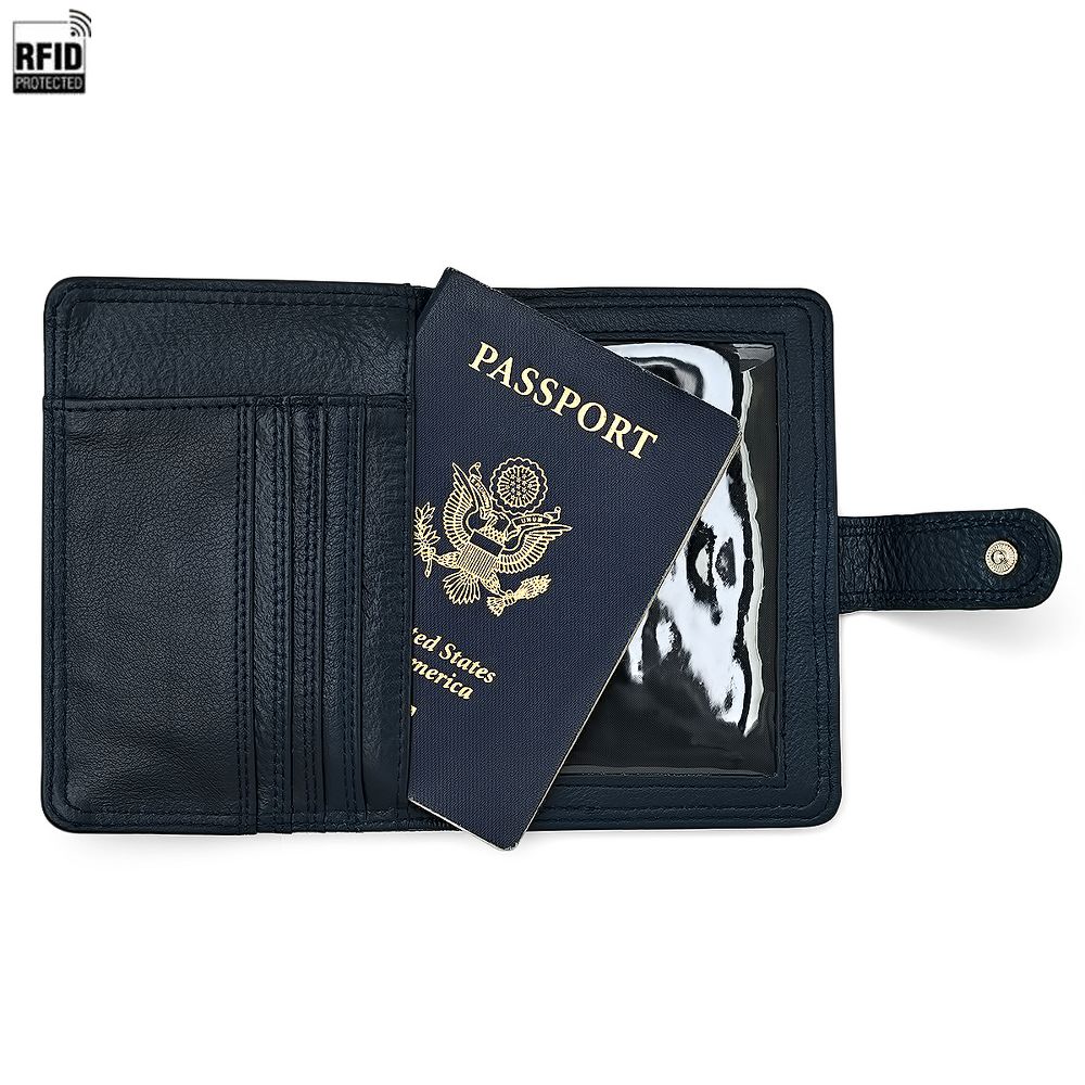 Steeltime Unisex leather passport holder. Color Options: Black, Brown, Navy, Teal, Red, Purple - Image 15