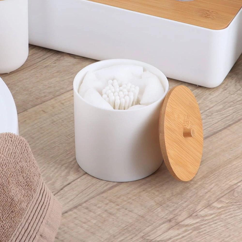 French Home Goods Cotton Pad & Q-Tip Holder with Bamboo Lid - Image 15