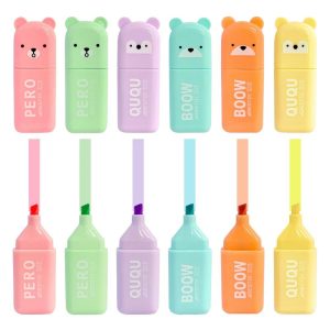 Back-to-School Cute and Trendy Super Savers Set, School Supplies Kit with Pencil Case Pencil Pouch and Colorful Bear Highlighters, Aqua