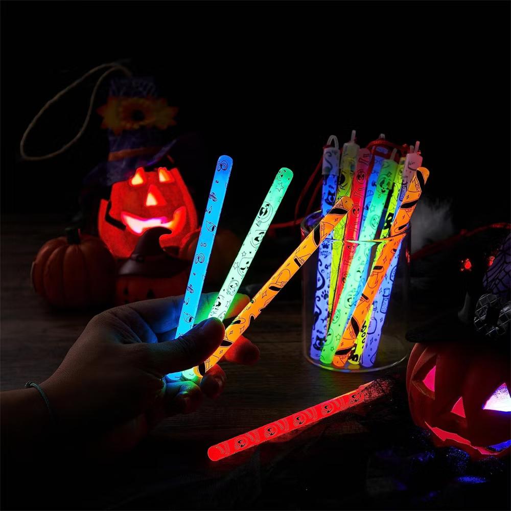 Halloween Party Favors 24 Pcs Glow Sticks Hanging Wands for Kids Gift Halloween Goody Bag Filler Classroom Prize (8 Different Patterns/6 Colors) - Image 2