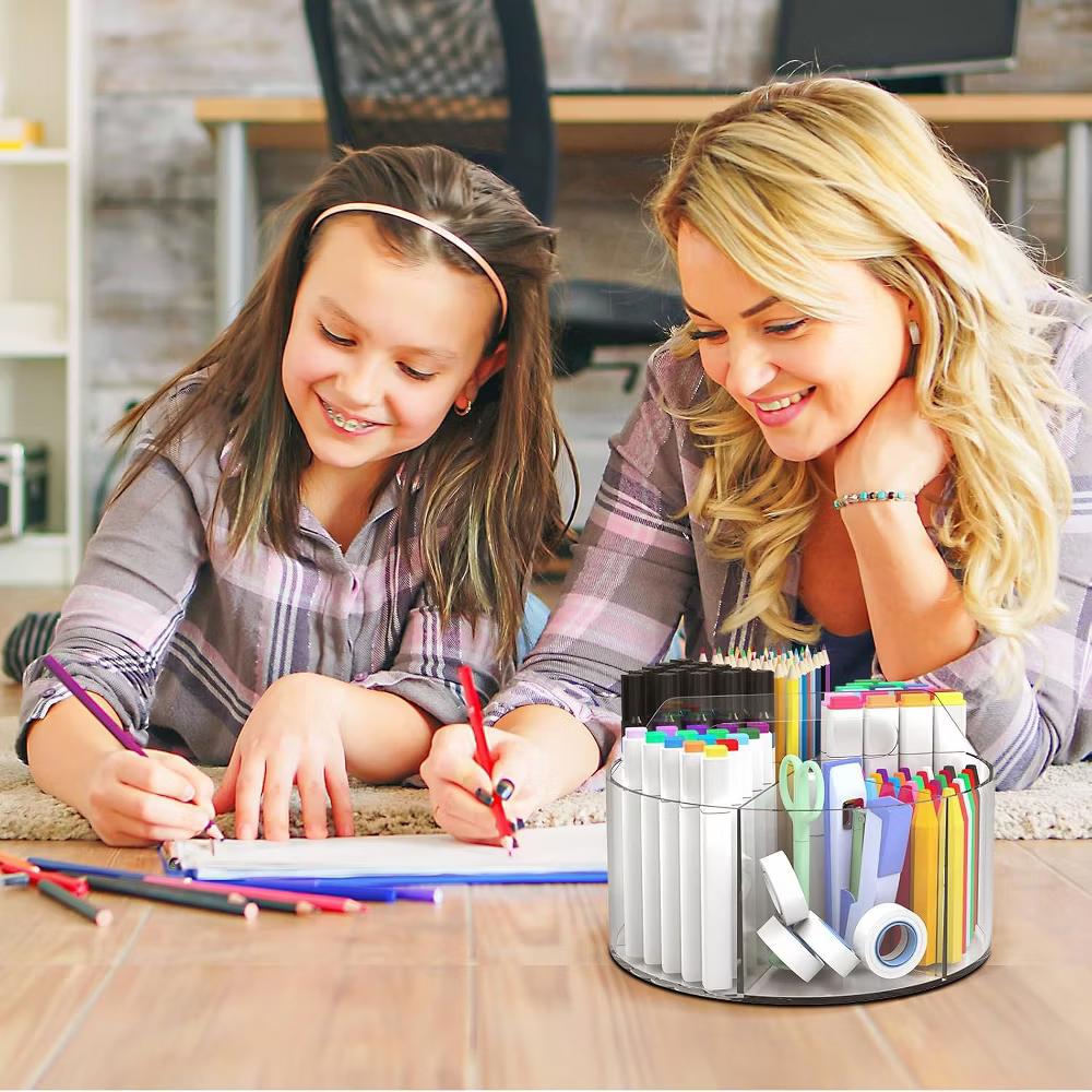 Maison Clear 360 Pencil Supplies Rotating Large Organizer Holder - Image 4