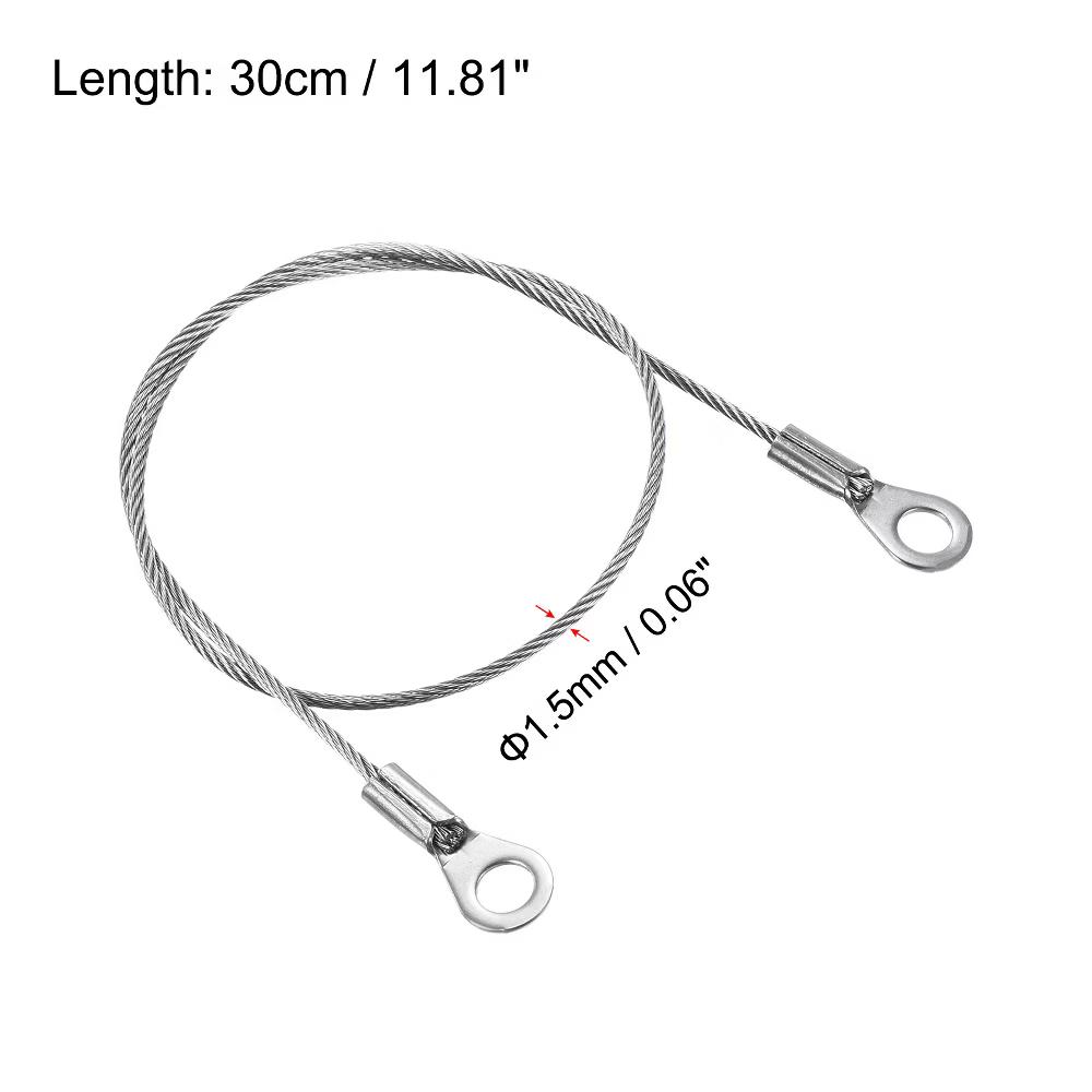 Lanyard Cable Rope with Key Ring Keychains Silver 4 Pcs - Image 18