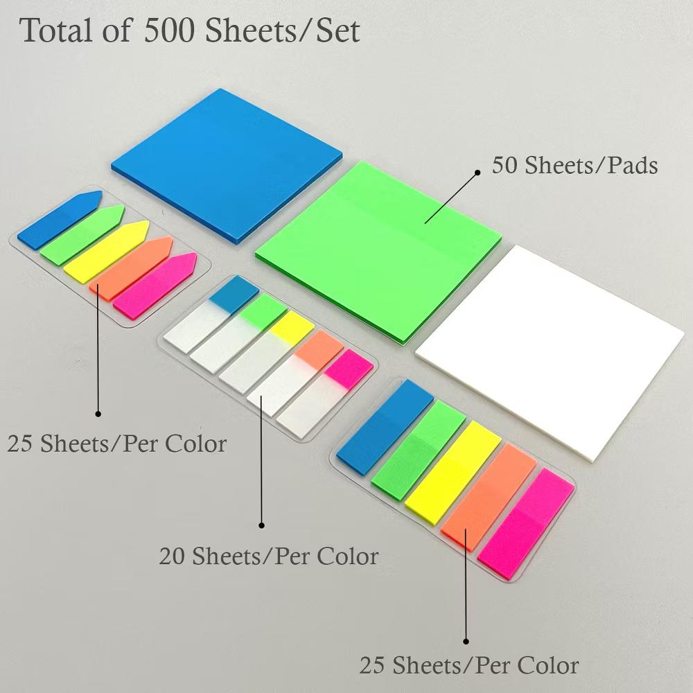 500pcs Transparent Sticky Notes Set, Memo Note Pads, Book Tabs, Page Markers, Sticky Notes, School and Office Supplies - Image 3