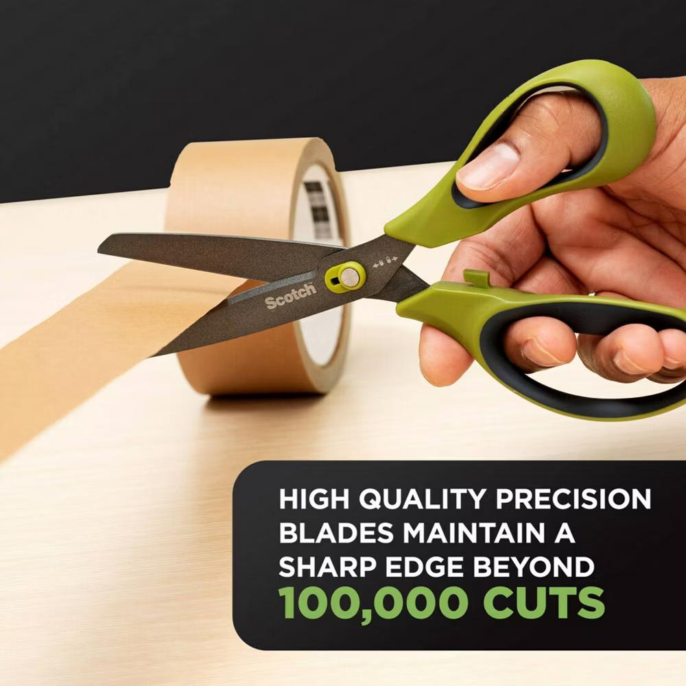 Unboxing Scissor: 8" Blade, Green, Plastic, Non-Powered Desk Tool, Art & Office Use - Image 2