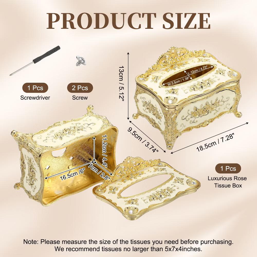 Luxurious Rose Tissue Box Rectangular Plastic Napkin Box Vintage Tissue Paper Holders - Image 14