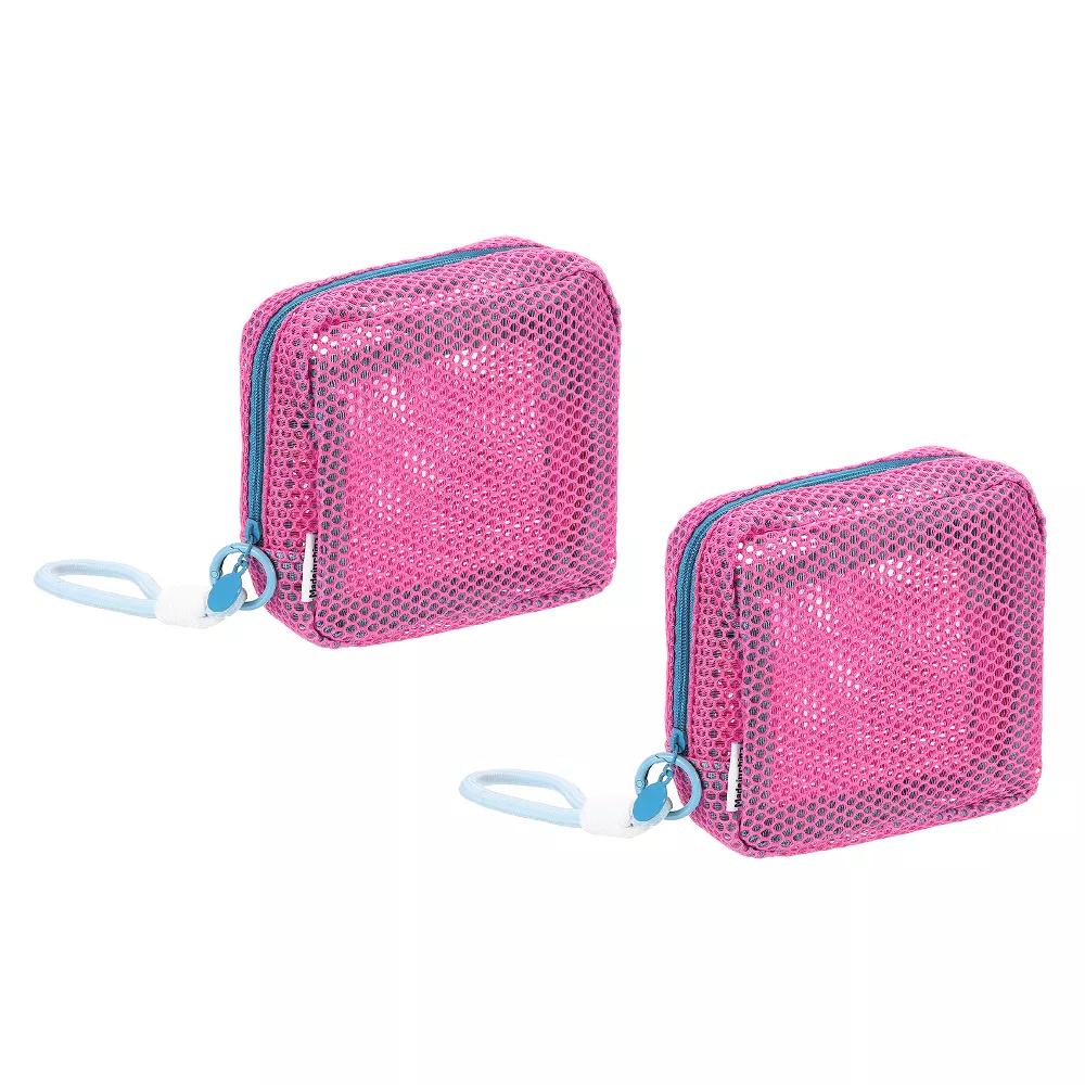 Mesh Travel Toiletry Organizing Zipper Mini Makeup Bag with Strap 4.7" - Image 33