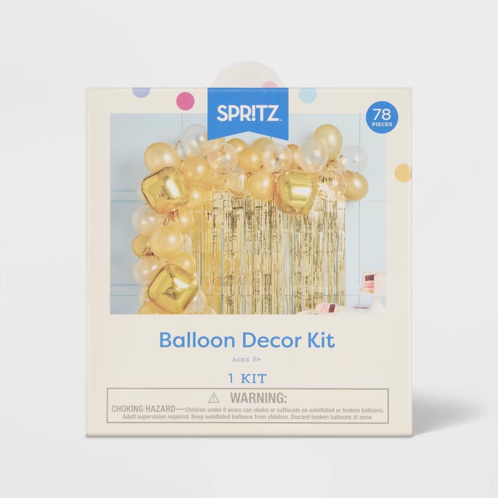 48ct Balloon Arch Garland Décor Kit with Backdrop Gold - Image 3