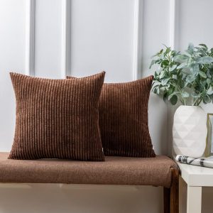 Phantoscope Solid Color Corduroy Pillow Covers Set of 2 Plush Velvet & Soft Accent