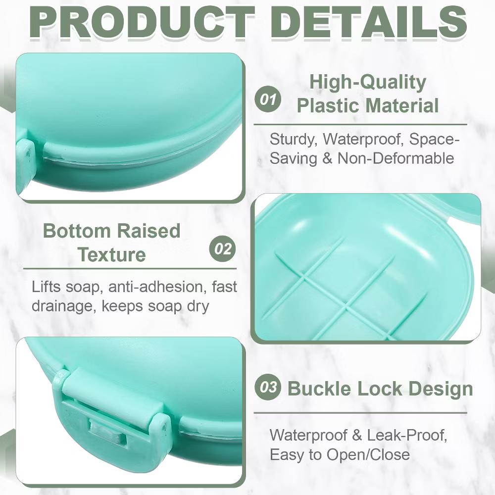 Soap Dish, Portable Travel Soap Box Waterproof Holder Case Round - Image 7