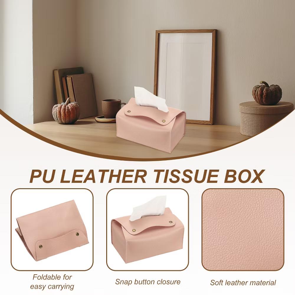 PU Leather Home Car Office Decorative Tissue Box Holder - Image 18