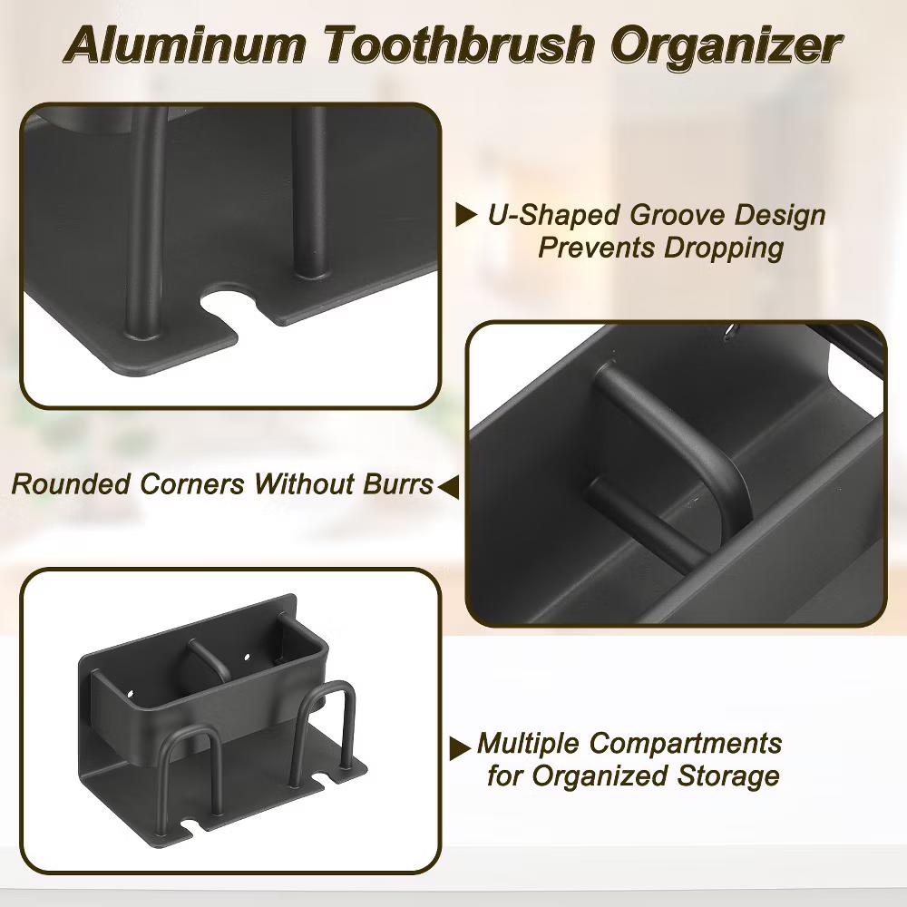 Durable Material No-Drill Installation Practical Design Versatile Use Toothbrush Holder - Image 15