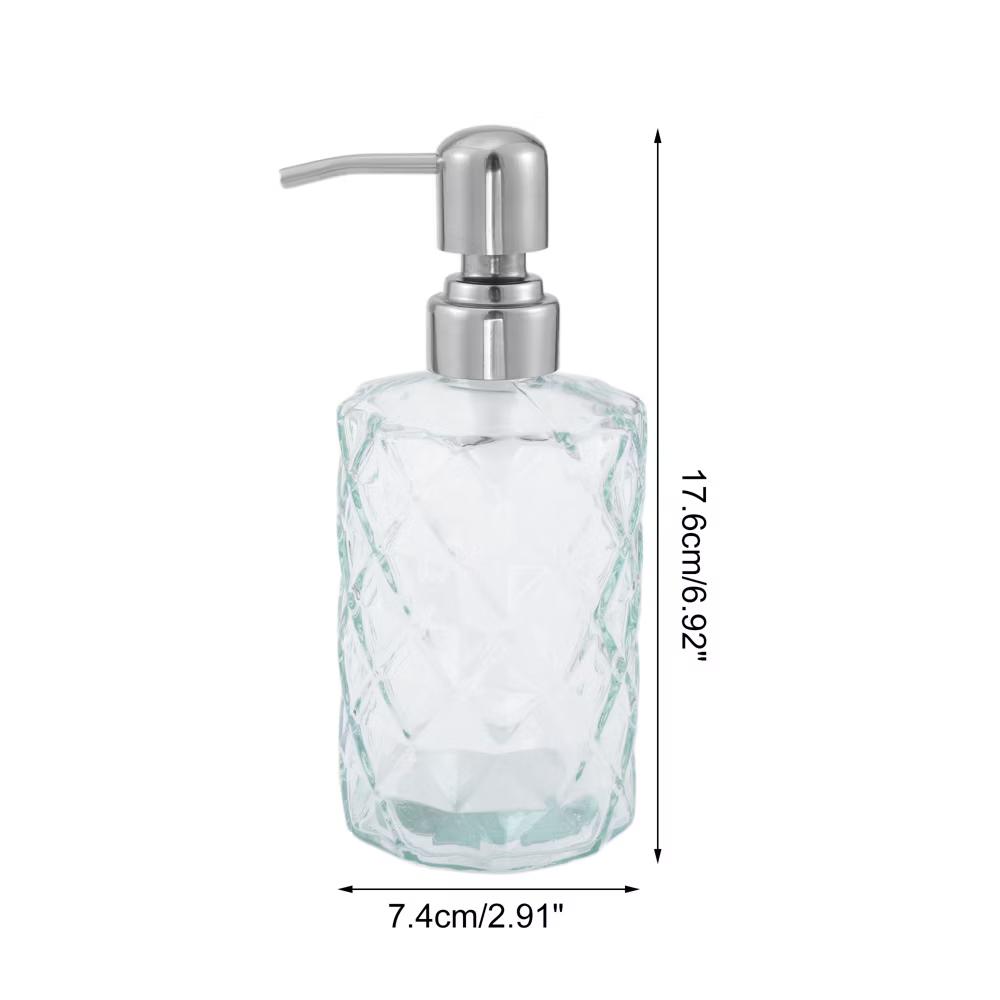 Elegant Soap Pump Dispenser for Bathroom 11.15oz Clear Silver Tone 1 Pc - Image 6