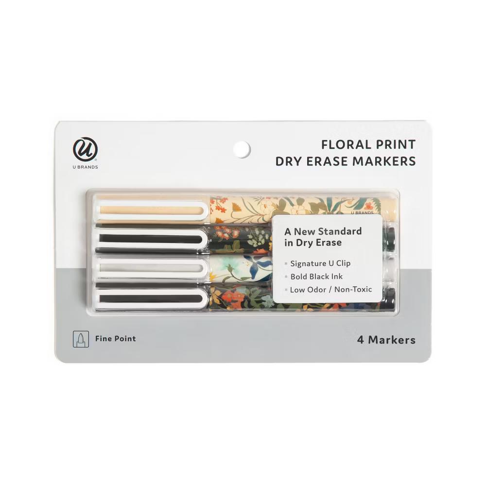 4ct Fine Point Fashion Dry Erase Markers Botanical Studies: Desk Accessories for Teachers & Dry Erase Board - Image 7