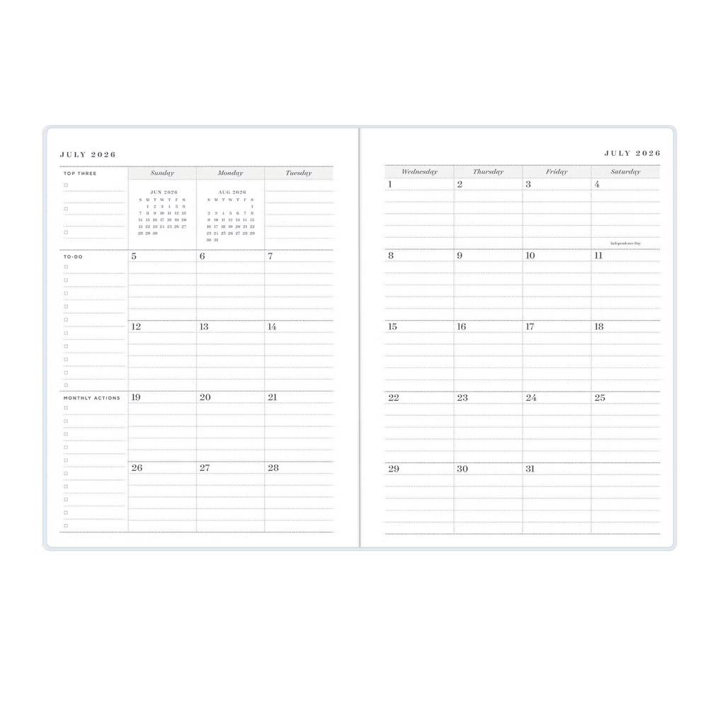 Day Designer 6"x8" 2026-2027 Boutique Edition Weekly/Monthly Planner Ticking Stripe Blue Bookbound - Image 2