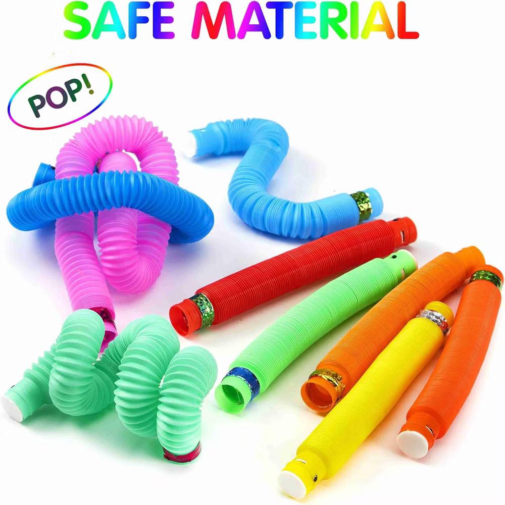 9Pcs Glow Pop Tubes Party Favors, Glow Sticks Light Up Necklaces Bracelets for Kids, Birthday Gifts, Classroom Goodie Bags, Treasure Box Toys - Image 4